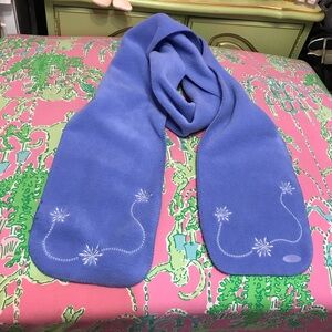 Vintage Columbia Periwinkle Fleece Scarf with Embroidered Snowflake Accents